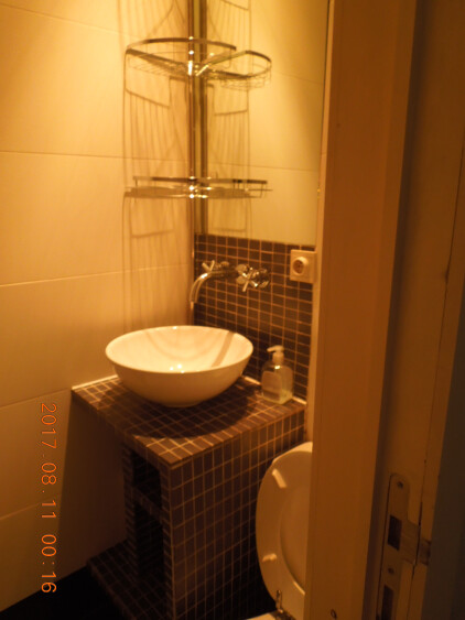 mooie badkamer met mozaik en douchecel